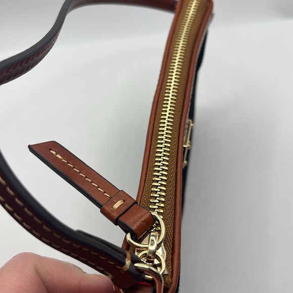 Dooney & Bourke black & tan Suede Large Slim Wristlet with side interior pocket - Picture 10 of 10